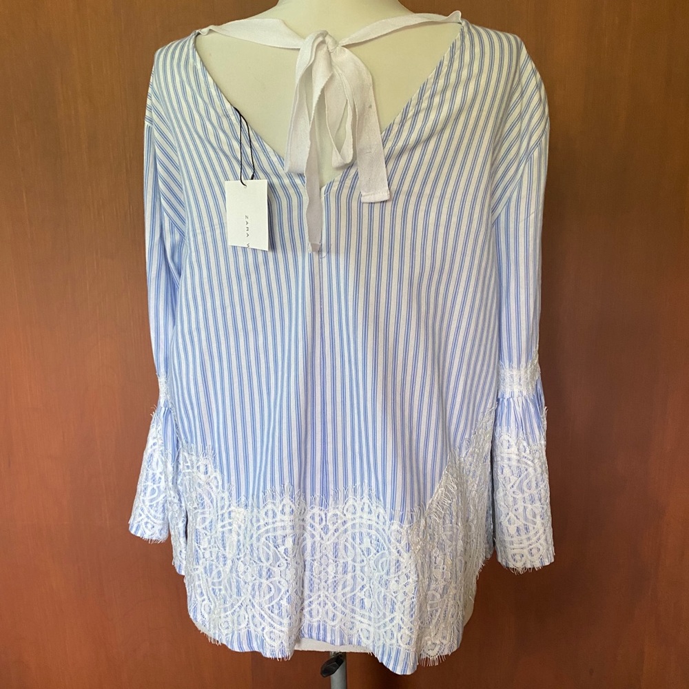 NWT Zara striped top with lace - Picture 5 of 7